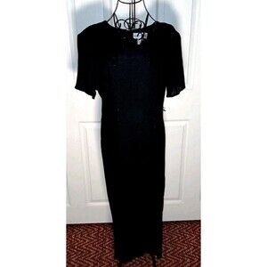 VTG 80s Power Dress Black Sz 10 Career Shoulder Pads Working Girl Retro Chic